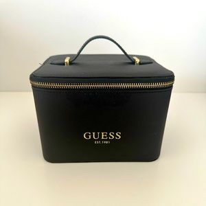Guess saffiano black & gold train case jewelry box/holder travel
